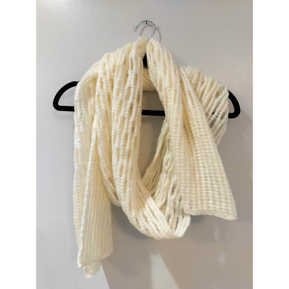 Zoe Madison Cream Open Knit Rectangle Scarf Soft Winter Wrap Shawl
